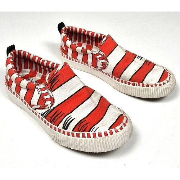 SKECHERS Womens US 5.5 Red/White DR. SEUSS Cat in the Hat Slip-On SNEAKERS EUC - Picture 2 of 6